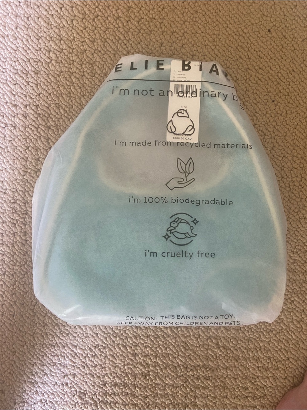 Light Blue Vegan Tote (Eco-Friendly) - Picture 3 of 6